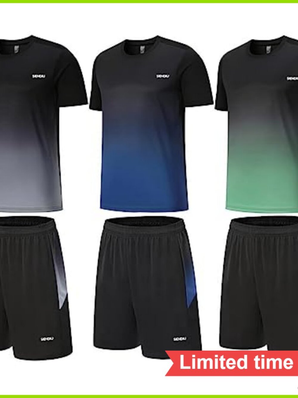 Men's 3-Piece Athletic Set - Breathable Quick-Dry Polyester Workout T-Shirt and